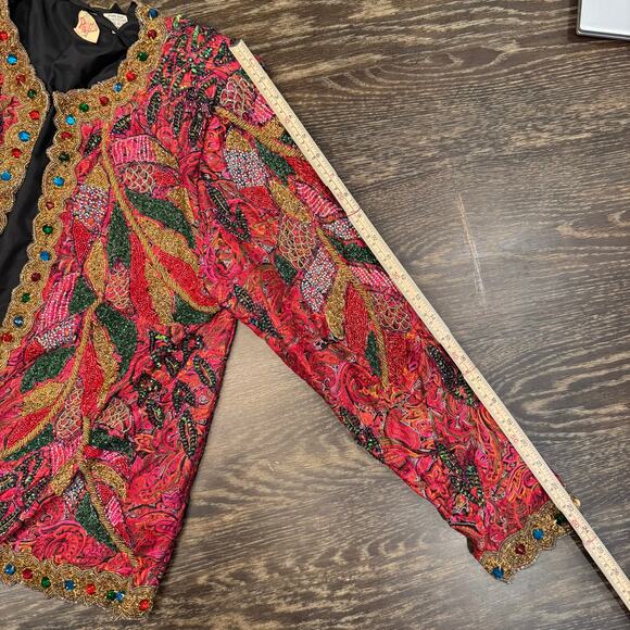 Vtg 90s Precious Moments Silk Beaded Jacket XL Y2K Ravecore Fairycore Boho - Picture 16 of 16